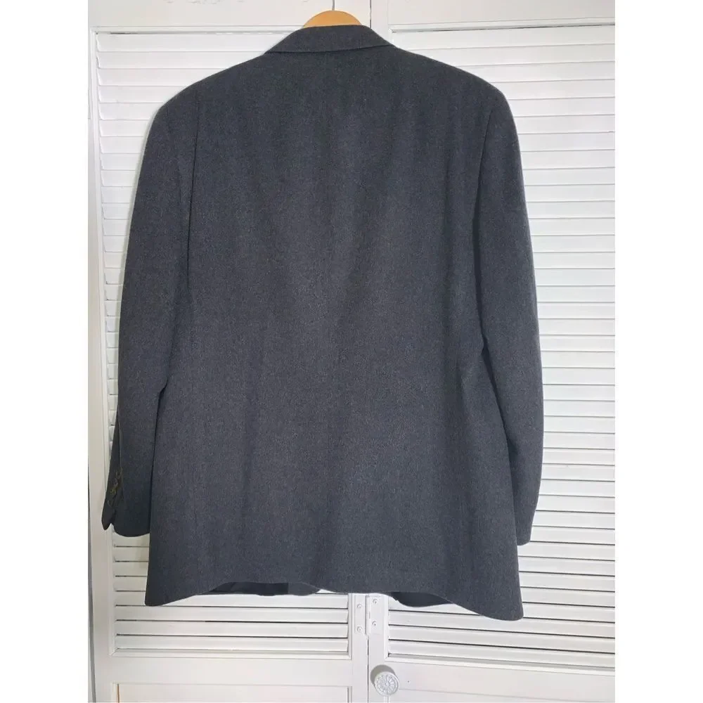 Vintage Bill BLASS Charcoal Gray Cashmere Button Down Blazer‎ Men’s 42
